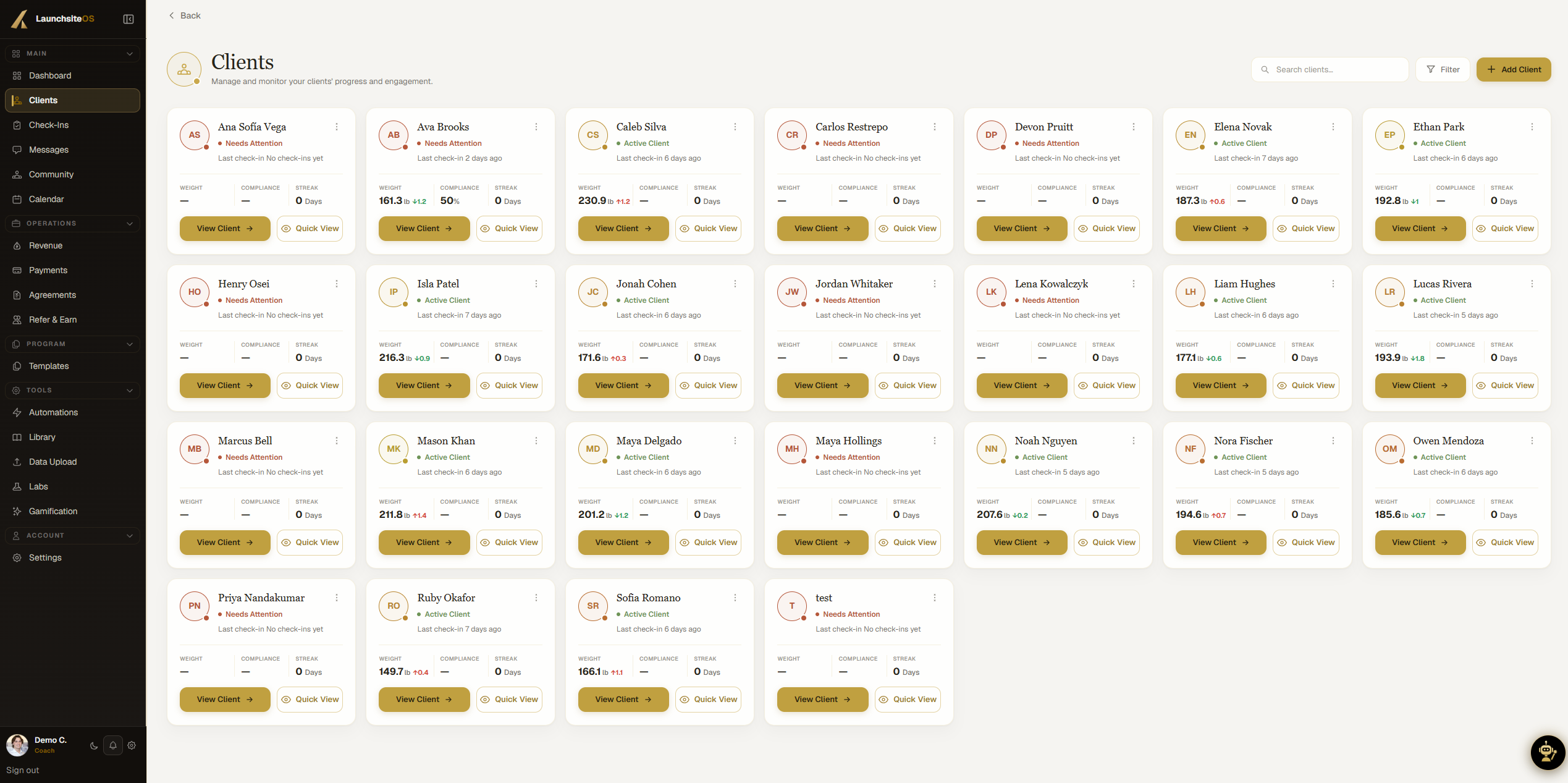 Client roster